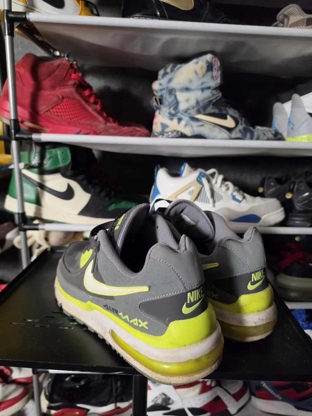 🔥 Nike Gray Neon Yellow Air Max Wright LTD Men's Size 12 Athletic Shoes